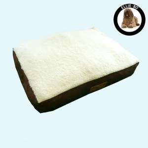 Ellie-Bo Small Brown Dog Bed with Faux Suede and Sheepskin Topping to fit 24 inch Dog Cage