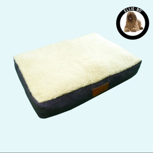 Ellie-Bo XXL Blue Dog Bed with Faux Suede and Sheepskin Topping to fit 48 inch Dog Cage