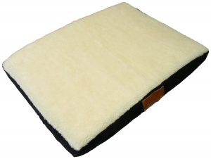 Ellie-Bo Small Black Memory Foam Dog Bed with Faux Suede and Sheepskin Topping to fit 24 inch Dog Cage