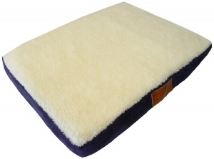 Ellie-Bo Medium Blue Memory Foam Dog Bed with Faux Suede and Sheepskin Topping to fit 30 inch Dog Cage