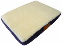 Ellie-Bo Small Blue Memory Foam Dog Bed with Faux Suede and Sheepskin Topping to fit 24 inch Dog Cage